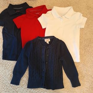 3T Cat and Jack School Uniform Polos and Cardigan